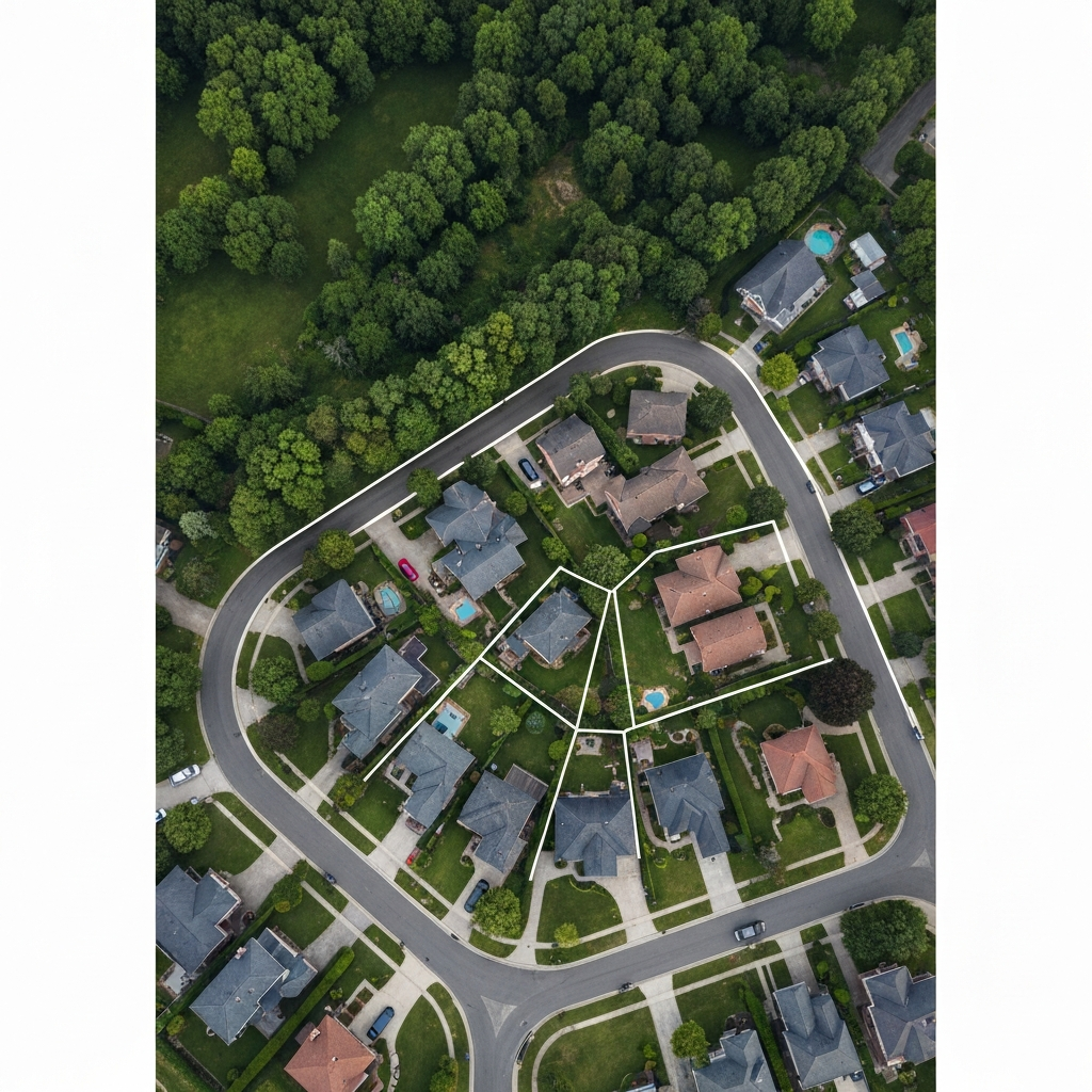 Aerial view of a building rooftop being scanned by drone