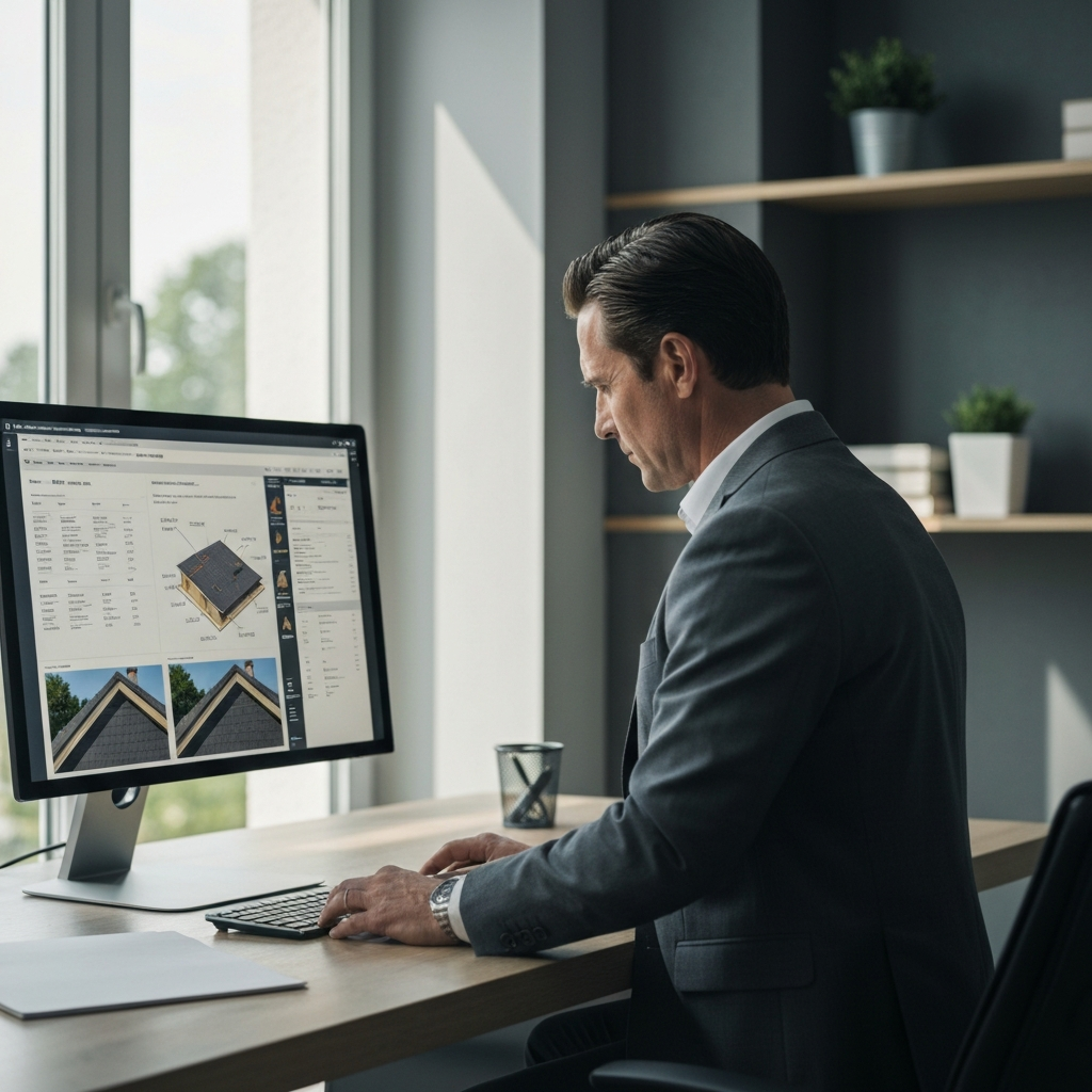 Property owner reviewing detailed inspection report on laptop